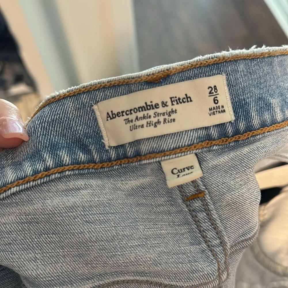 Abercrombie & Fitch Blue The Ankle Straight Ultra High Rise Leg Jeans - Picture 10 of 10